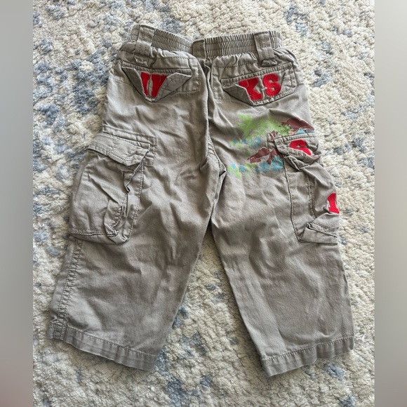 IKKS Khaki Cargo Pants Boys Embroidered Utility Pockets Size 18M - Picture 3 of 7